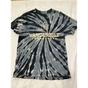 VANDERBILT COMMODORES Size Medium Unisex Tie Dyed Black And Gray College Tshirt